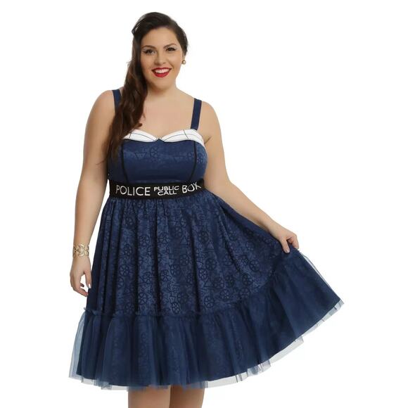 Hot Topic Dresses & Skirts - Hot Topic Dr Who Tardis Police Public Call Box Ruffle Tulle Dress Plus Size XXL